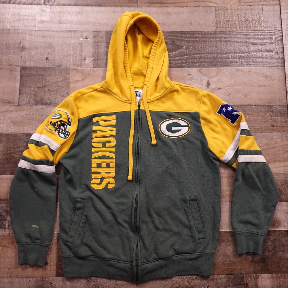 Starter Green Bay Packers Zip Hoodie M Vintage NFL Varsity Tailgate Y2K